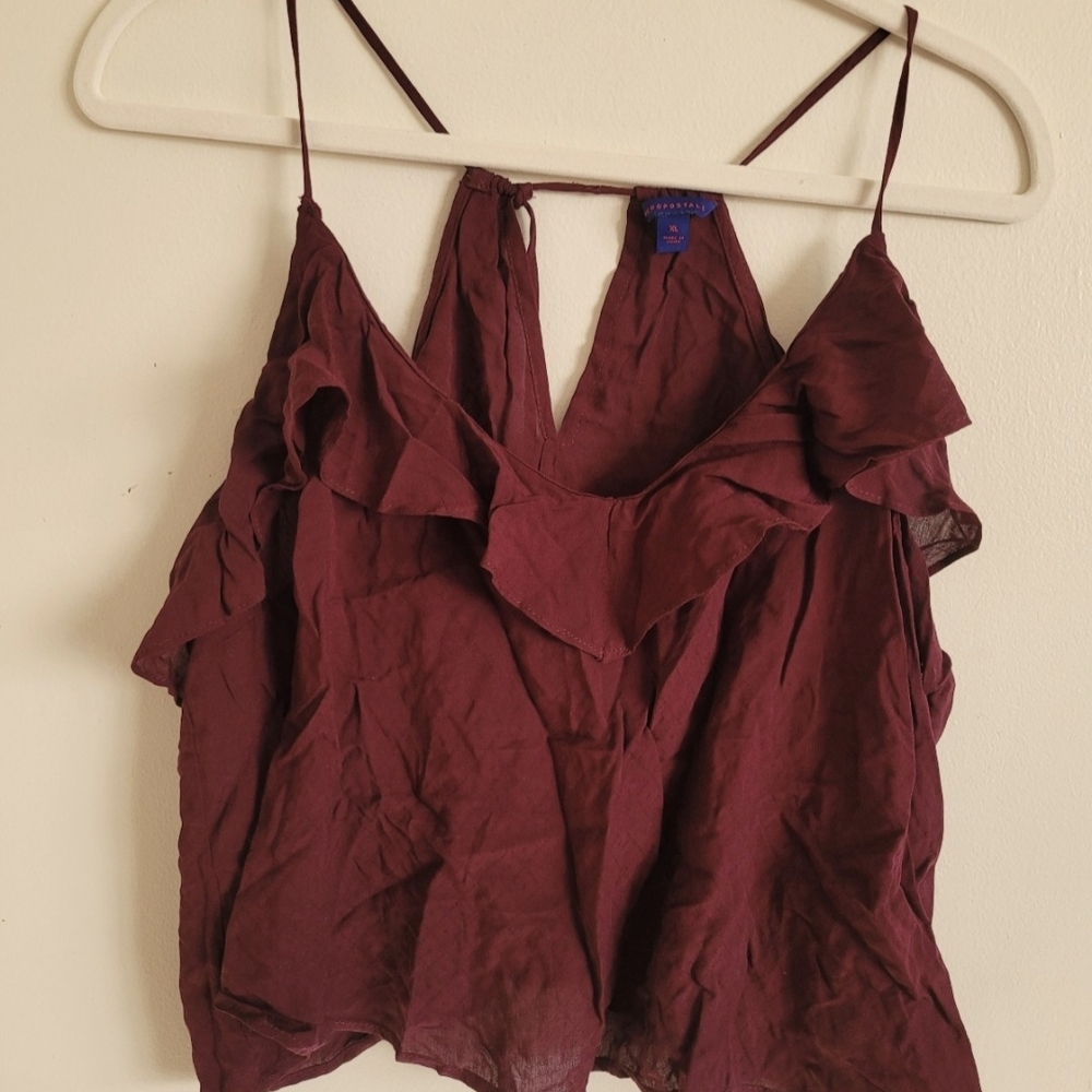 Aeropostale Burgundy Ruffle Top